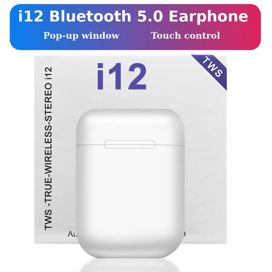 

TWS Wireless Earphones i12 Touch Earbuds Bluetooth 5.0 Wireless Headphones Stereo Sport Headsets For iPhone Xiaomi Samsung Phone
