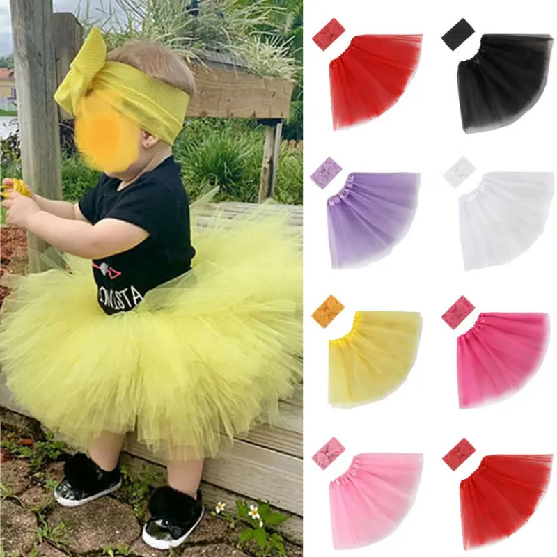 

Cute Newborn Toddler Baby Girl Tutu Solid Skirt Headband Photo Prop Costume Outfit 2020 Newest Fashion