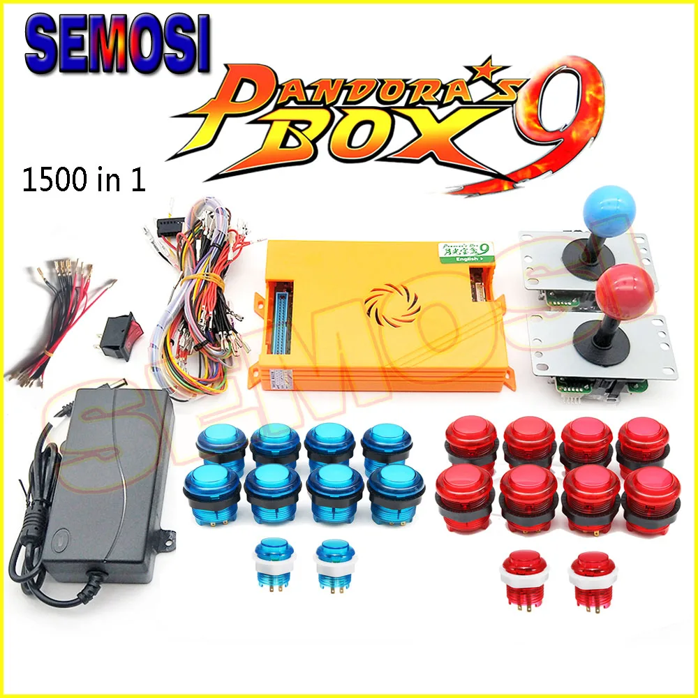 DIY аркадная игровая консоль, набор, оригинальная коробка Pandoras, 9, игровой PCB, светодиодный кнопочный джойстик Coppy Sanwa для аркадного автомата, шкафа