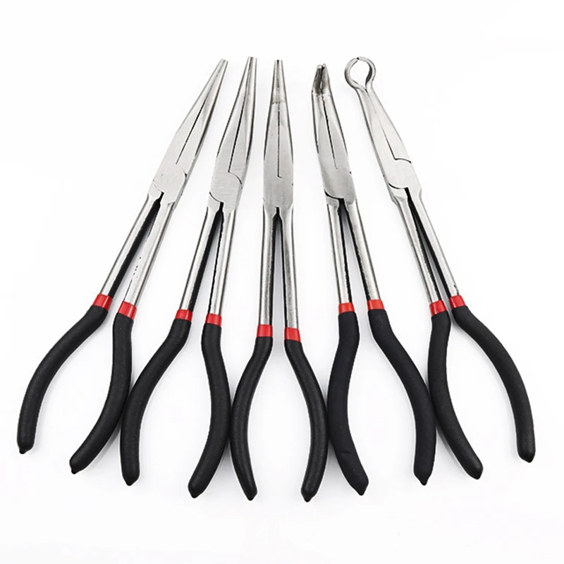Goede 5 Stuk Set Van Multifunctionele Rvs 11 Inch Lange Tangetje Gebogen Neus tang Rondbektang Auto Reparatie