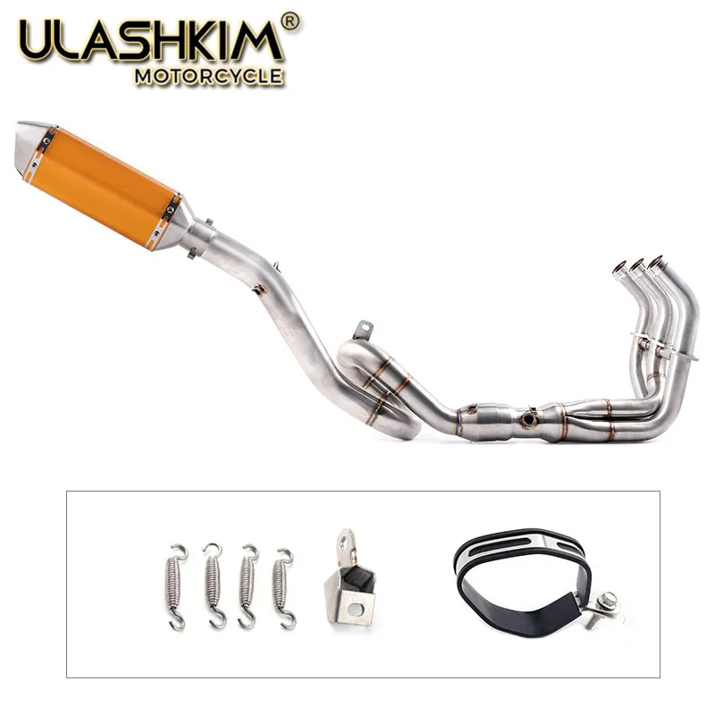 same photo Для Yamaha MT09 TRACER FZ09- Мотоцикл углеродного волокна цвета Глушитель побега полная система скольжения на средней трубе - Цвет: same photo