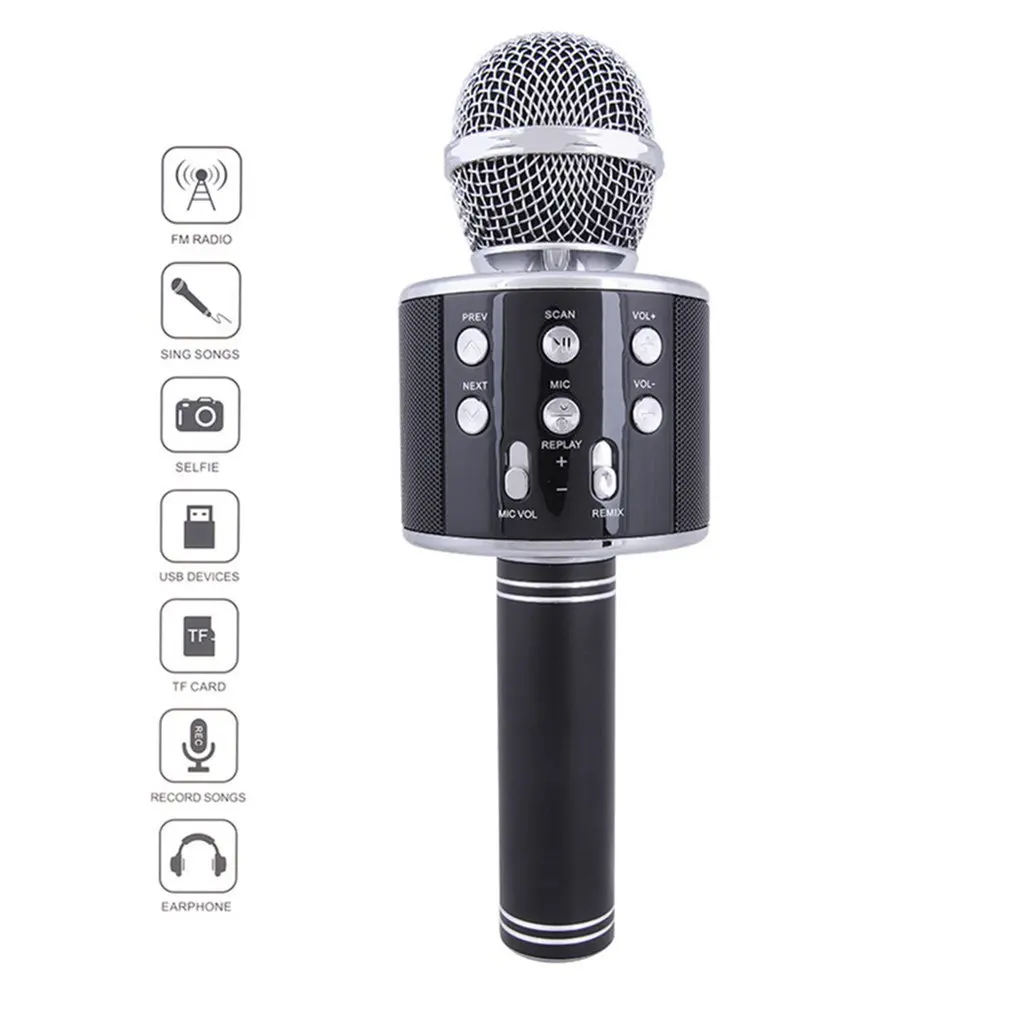 Bluetooth Karaoke Microphone Wireless Microphone Professiona Speaker Handheld Microfone Player Singing Recorder Mic