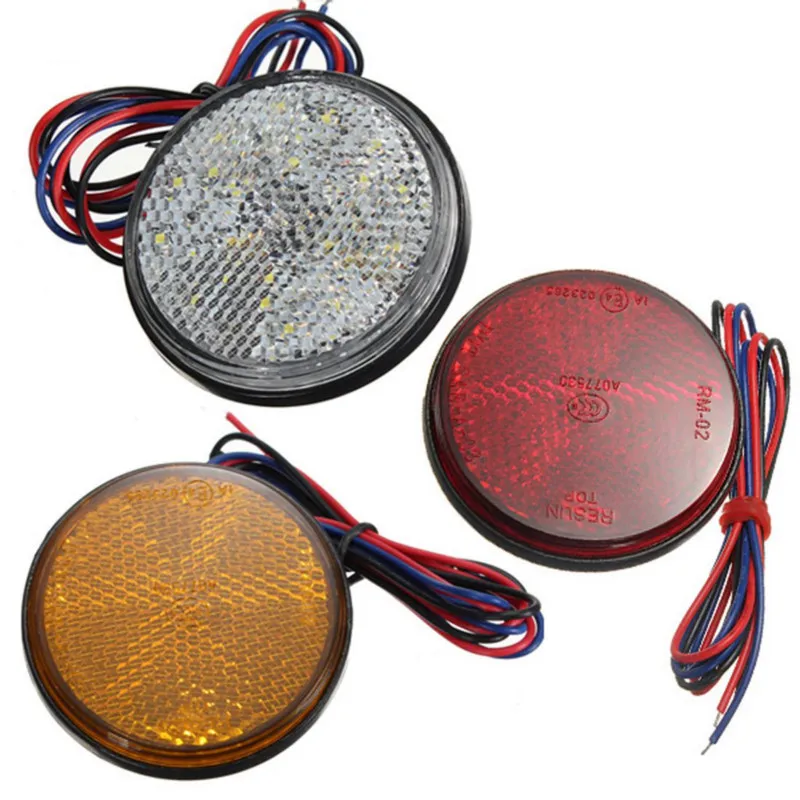 

3 Colors LED Round Reflector Brake Stop Marker Light Indicator Taillights Truck Trailer Car Motorcycle High Quality