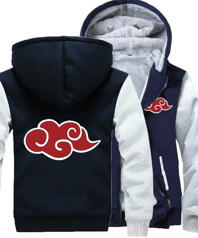 Japan Anime Naruto Cosplay Costume Akatsuki Hoodie Sweatershirt Winter Warm Coat Jacket - Цвет: Синий