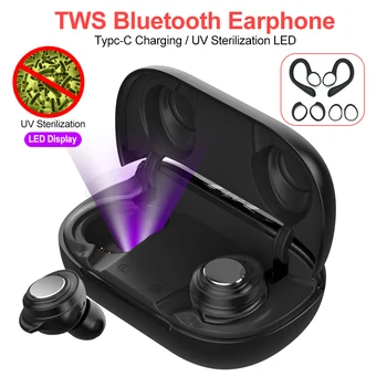 

TWS Bluetooth 5.0 Earphone Button Control Earbuds UV Sterilization LED Power Display Wireless Headphone Typc-C Charging Case