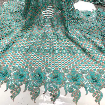 

Nigerian Water Soluble Lace Fabric 5 Yard African Guipure Cord Lace Fabric With Stones French Laces fabrics For Party dress