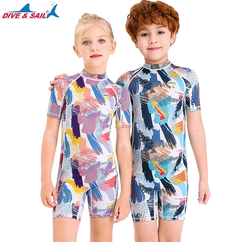 Traje de manga corta para niños, ropa de baño de secado rápido con protección UV, para surfear la playa, con protección solar UPF 50 - AliExpress