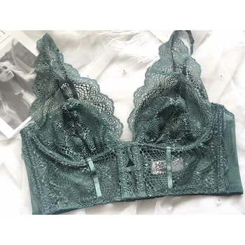 

EFIOLY 2020 New Deep V Bra Push-up Stitching Luxury Luxury Lace Embroidery Lingerie Sexy Lingerie Five-breasted Eyelash Lace Top