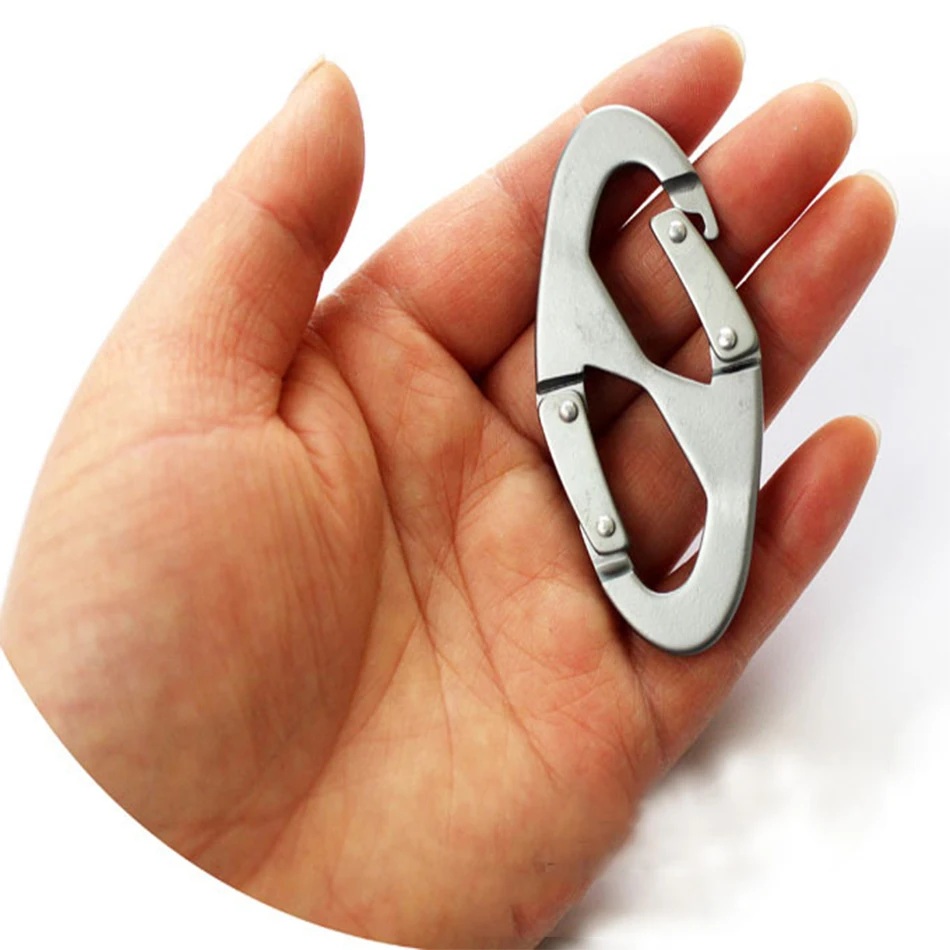 

5pcs Pack Stainless Steel Dual Carabiners Clip Double-gated Slidelock Buckle Keychain Tool Key Ring Chain Holder