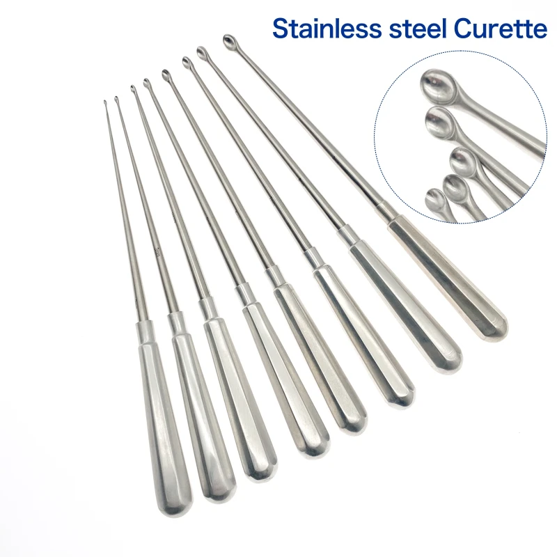 Cureta de hueso de acero inoxidable, instrumentos ortopédicos de veterinaria, herramientas de cuchara