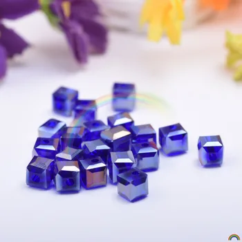 

50 pec 6 mm square special crystal glass beads scattered beads accessories DIY DIY manual bedroom curtain 16 color wholesale