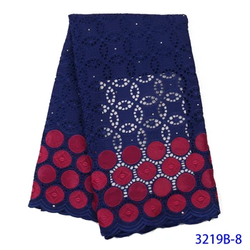 

NIAI 100% Cotton Swiss Voile Lace In Switzerland With Stones African Dry Lace Fabric 2020 High Quality Lace For Dress XY3219B-6