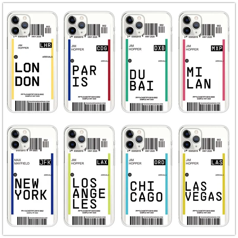 Air билеты NewYork London Milan Chicago Las Vegas чехлы для телефонов iphone 11/PRO/MAX/XS/X/XR 7plus/7 8plus/8 6s Se 12