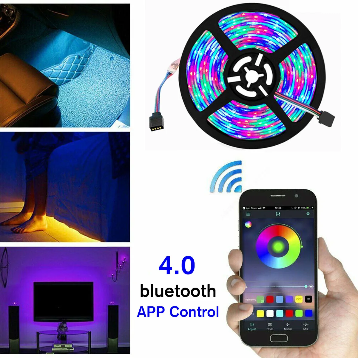 Светодиодная лента 5 В USB RGB 2835 3528 60 светодиодов/м bluetooth дистанционное управление