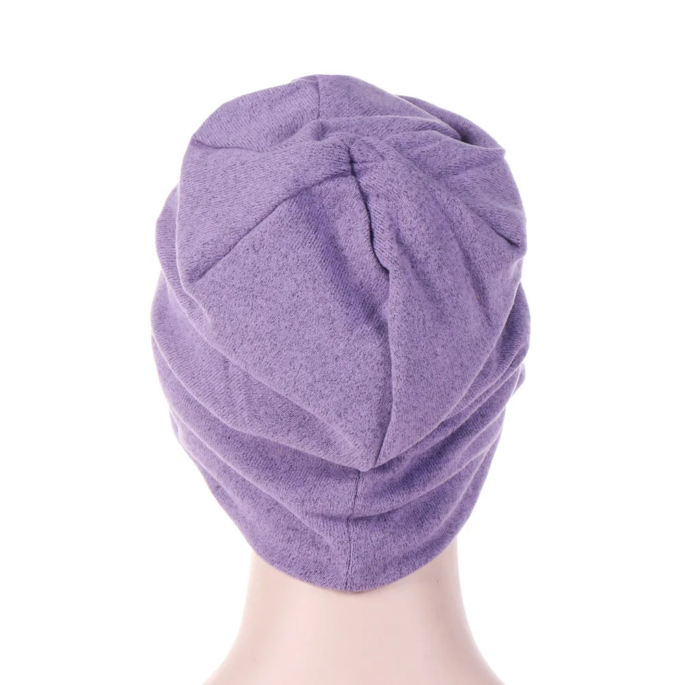 beanie skully hat 2022 New Turban Cap For Women Plain Brim Hats Stretch Chemo Loss Head Wrap Beanie Casual Head Wrap Warm Windproof rolled up skully hat