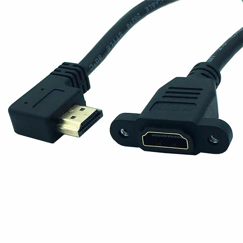 Right HDMI 2,0 кабель с г-образным штекером справа налево вверх вниз HDMI v2.0 мужчин и женщин Панельное крепление w/винт 4K* 2k 60Hz HD удлинитель 15 см - Цвет: Right
