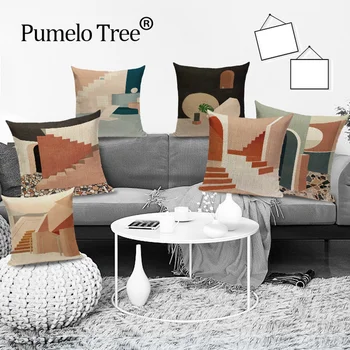 

Abstract Cartoon Cushion Cover Stitching Art Painting Cover Pillow House Stairs Pillows for Decoration Cushions for Sofa Cases