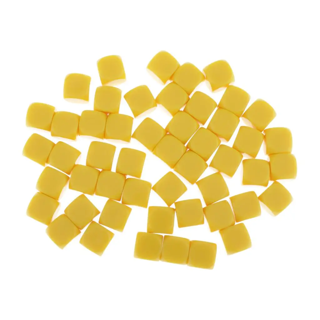 16MM Yellow Acrylic Blank Dice for DIY Sticker, Math Counting, Alphabet Numbers Puzzle Building Blocks Making, Pack of 50