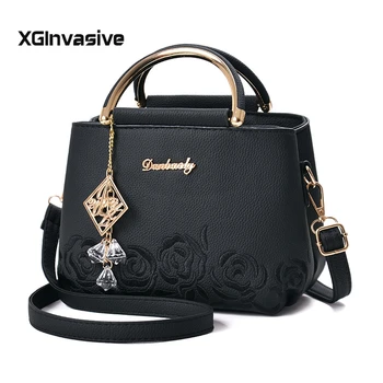 

Women Small Bag Female EmbroideryPU Leather Designer Bag 2019 Fashion New Flower Shoulder Bag Women's Handbag