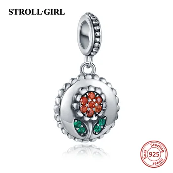 

fine Authentic 925 sterling silver Sunflower Clear CZ Beads Fit European Charms Bracelets Silver 925 Original DIY Jewelry