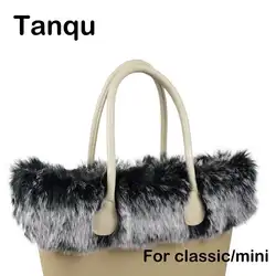 Tanqu Новый Для женщин сумка из искусственного лисьего меха Белый Черный плюшевый отделкой для вывода сумка Термальность плюшевое украшение