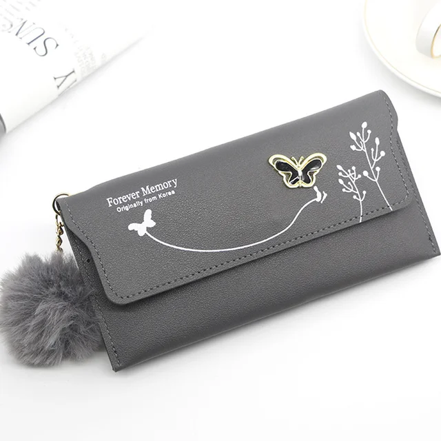 Long Women's Wallet Female Purses Tassel Card Holder Wallets Female PU Leather Clutch Money Bag Pu Leather Wallet Style 1--Color 4