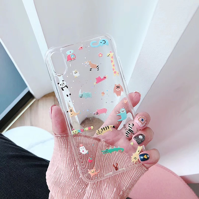 Винтажный блестящий чехол для телефона INS с милыми животными Zoo для iphone 11Pro Xs MAX XR X из мягкого ТПУ для iphone 11 6 6s 7 8 plus, чехол для пары
