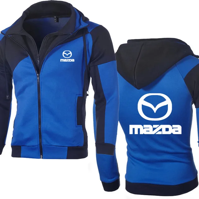Мужская куртка для Mazda с логотипом автомобиля; толстовка с капюшоном; сезон весна-осень; флисовая хлопковая толстовка на молнии; модная мужская одежда в стиле хип-хоп в стиле Харадзюку - Цвет: Синий