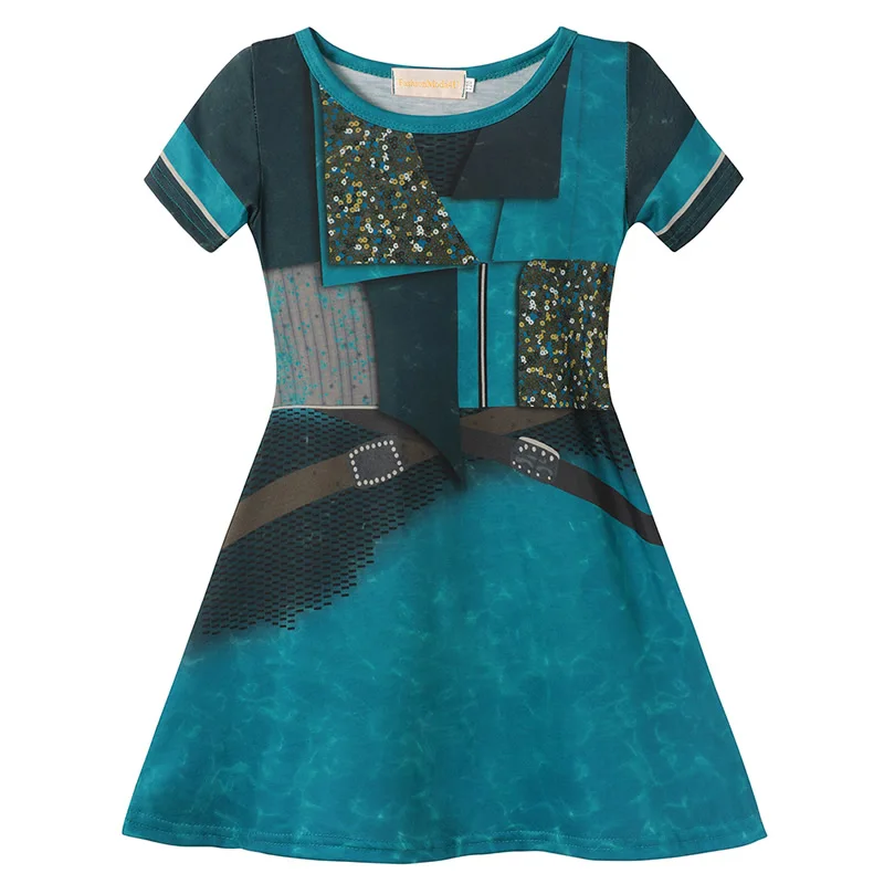 Uma Dress Платье Эльзы, Анны, Белль для девочек, детская одежда, костюм принцессы для детей, Элегантное летнее праздничное платье для девочек - Цвет: Uma Dress