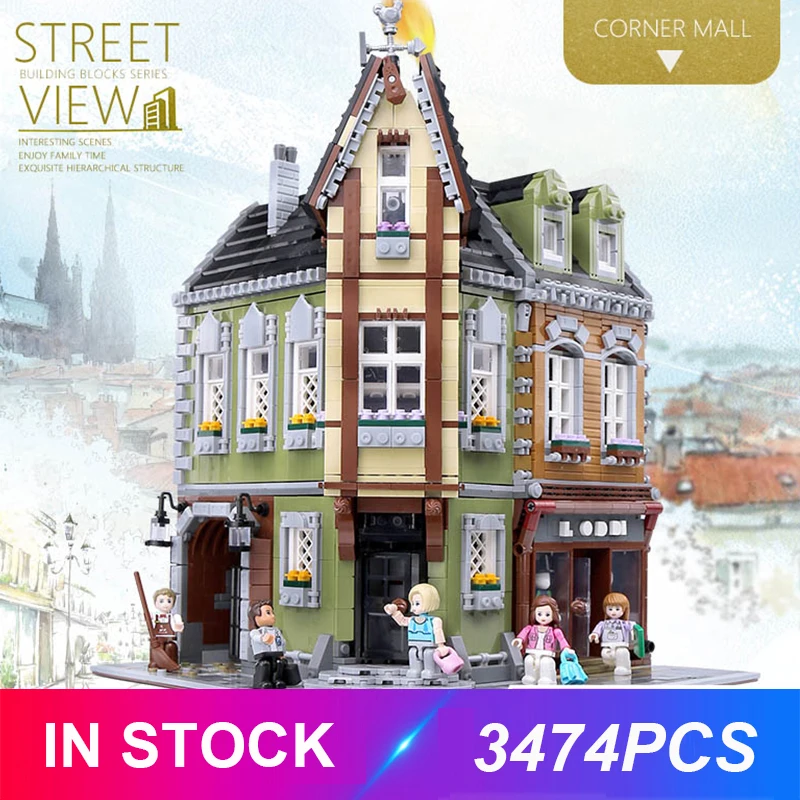 

MOC City Streetview Series The Brickstive Victor's Lab Corner Shop Model Building Blocks Bricks Kids Toys Gifts Christmas Gift