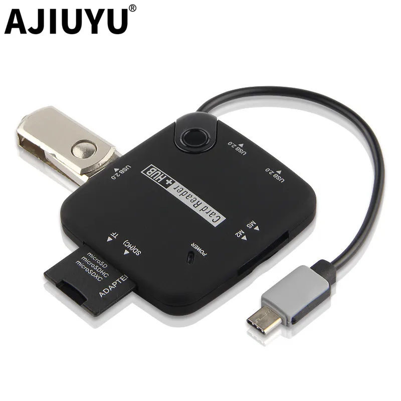 Ajiuyu USB C концентратор type-c адаптер TF SD кардридер USB-C Узловая док-станция