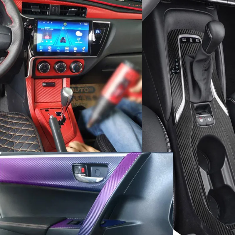 For Toyota Corolla Interior Stickers 3D 4D Carbon Fiber Vinyl Car Wrap Sheet Roll Film stickers for Ralink Sticker | Автомобили и