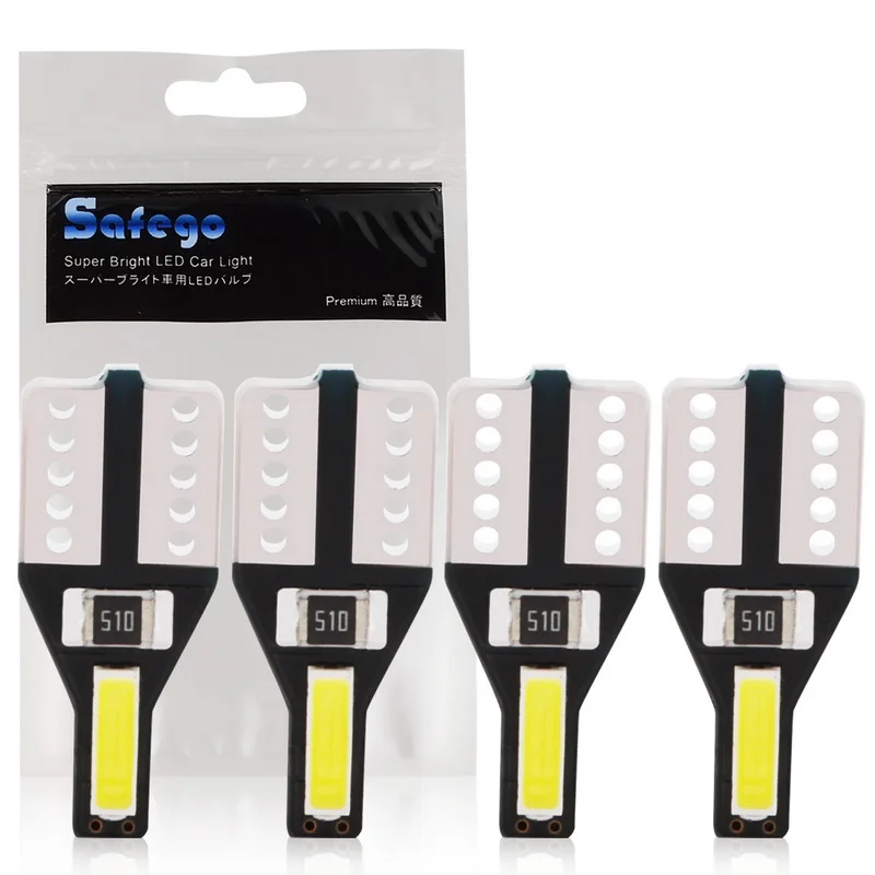 Safego 4 шт. 10 W5W T10 194 168 светодиодный свет лампы 2 SMD 7020 Авто Wedge Bulb, интерьерная лампа Поворотники боковые лампы белый 12V