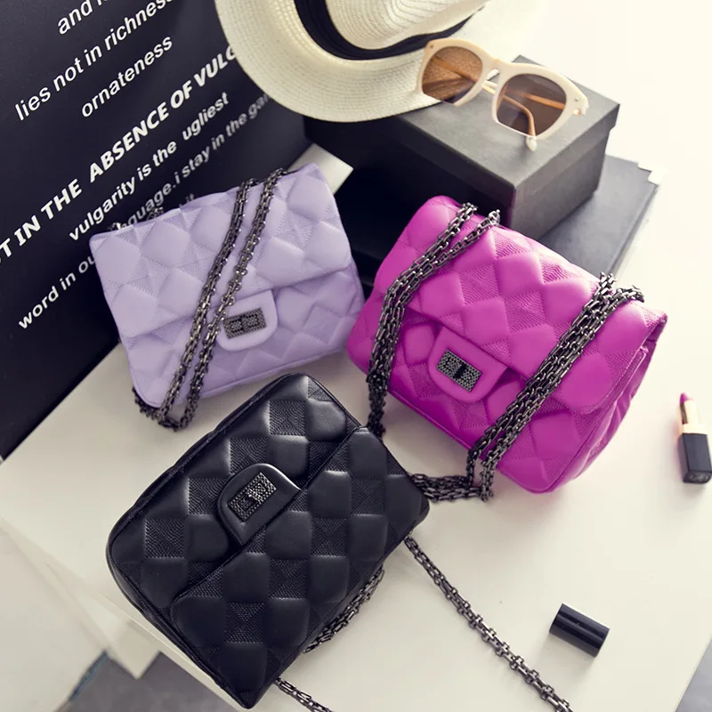 

Micro Bag with Chain Women's Crossbody Bag 2019 New Style Sheepskin Greens Square Sling Bag Shoulder Bag Fashion