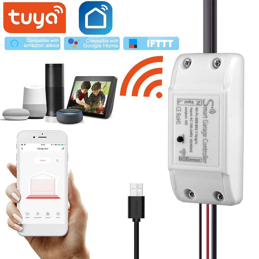 Смарт Открыватель для гаражных дверей Tuya Wi Fi голосовое управление беспроводной