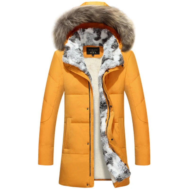 5XL белая куртка-пуховик на утином пуху, Женское зимнее пальто с гусиным пером, длинная парка с мехом енота, теплая верхняя одежда с кроличьим мехом размера плюс ON638