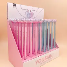 48 шт/партия 0,5 мм черные чернила кристалл любовь гелевая ручка водяные чернила роликовые шариковые ручки офисные школьные канцелярские товары для девочек подарок