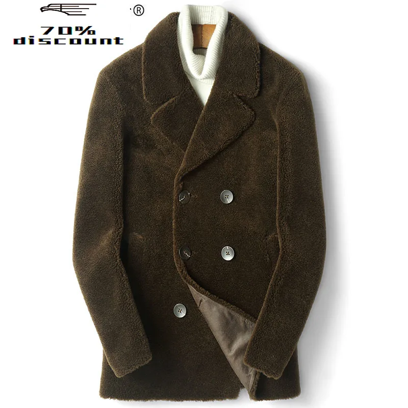 

Real Sheep Shearling Fur Coat Winter Jacket Men Streetwear Wool Coats Suede Lining Windbreaker Jackets D-24-2829 MY2269