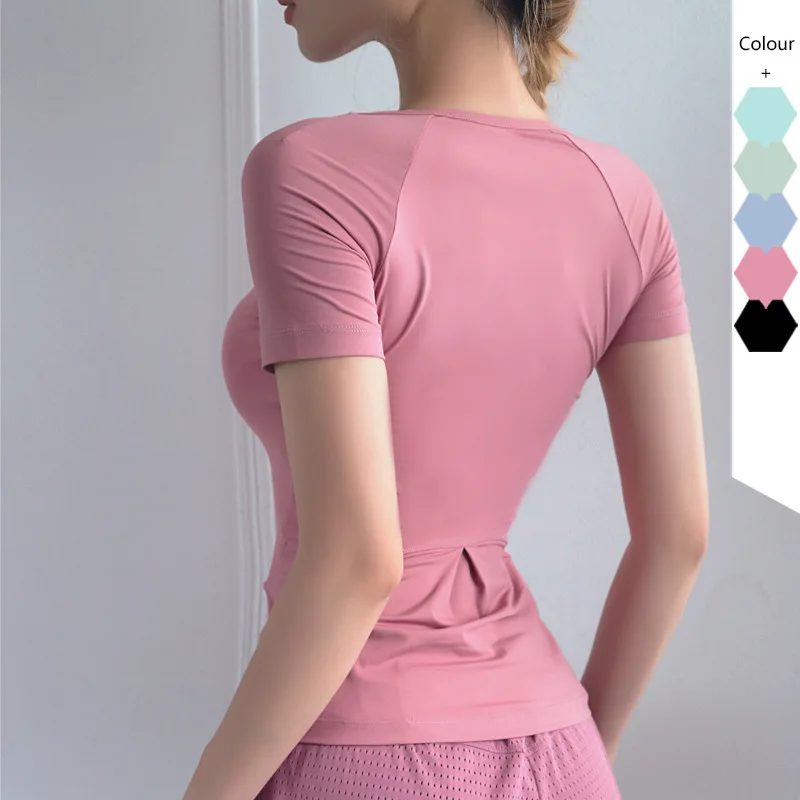

2019 New Style L Europe And America INS Ultra-stretch Breathable Fashion Yoga Clothes Beauty Waist Joint LULU Fitness Athletic T