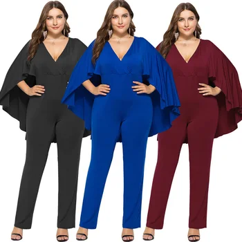 

Jumpsuits For Women Jumpsuit 2020 Rompers Womens Elegant Overalls Woman Party Tong Plus Size Sexy Loose Bat Long Sleeve Neck