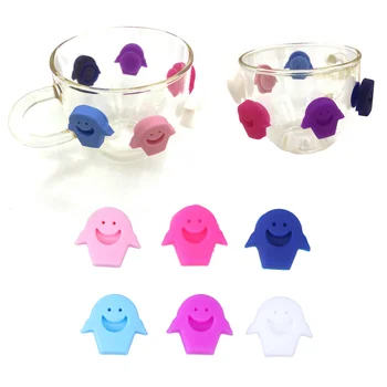 

3PCS Creative Wine Glass Markers Silicone Wine Identifier Drinking Cup Sign for Bar Party Restaurant (Lips, Smile Face, Shark)