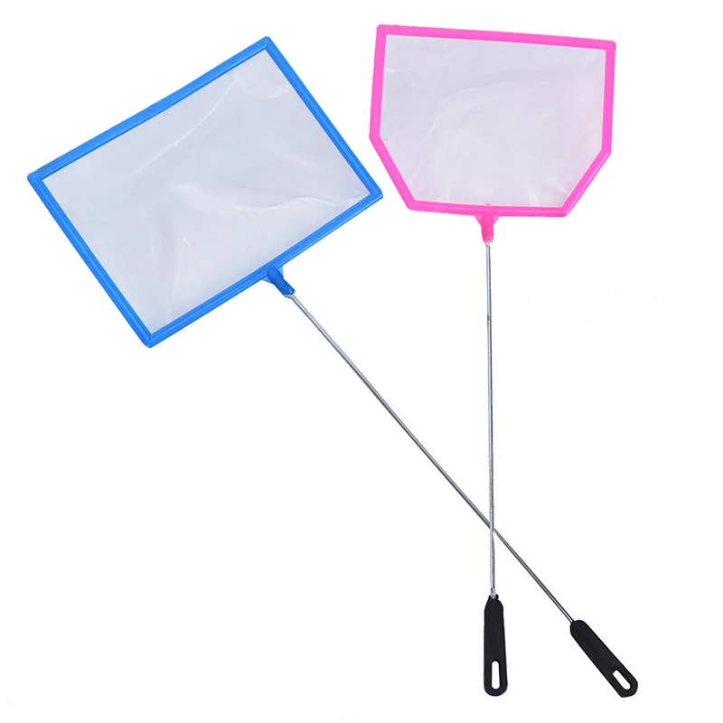 3 Pcs Practical Handheld Scoop Net Long Plastic Handle Fine Mesh Net  Fishing Net for Aquarium Fish Tank (Pink,4,5,6 Inch Style)