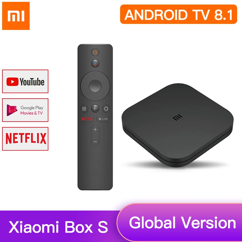 

Global Original Xiaomi MI BOX TV BOX S New Arrival Android 8.1 2G/8G Smart Quad Core HDR Movie Set-top Box Multi-language
