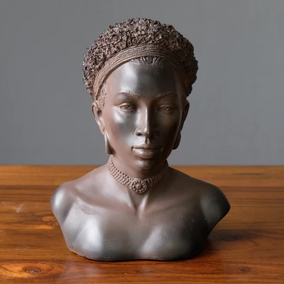 20.2X15X24.8cm Американские страны африканские красивые женщины искусство Скульптура девушка фигура головные портреты статуя декоративные изделия из полимера для дома R3166 - Color: 20.2X15X24.8cm