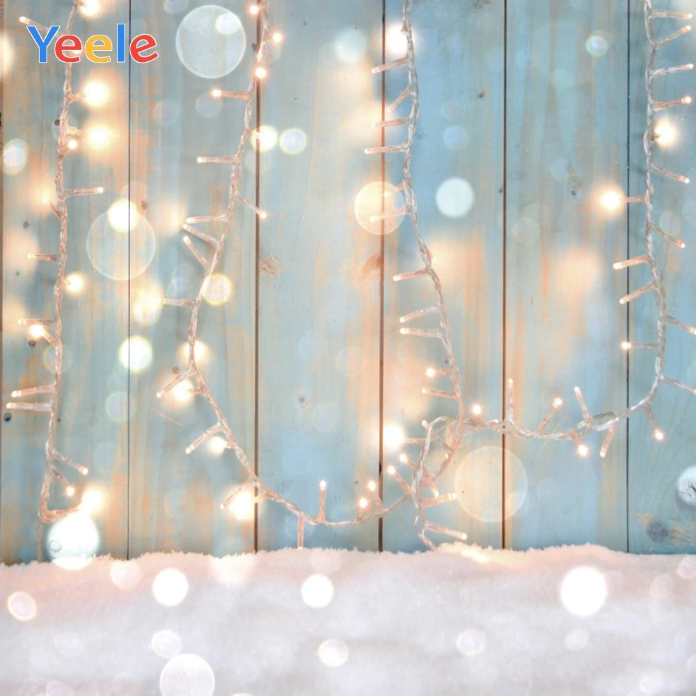 

Yeele Christmas Photocall Wooden Board Light Bokeh Snow New Year Photography Background Photographic Backdrops for Photo Studio