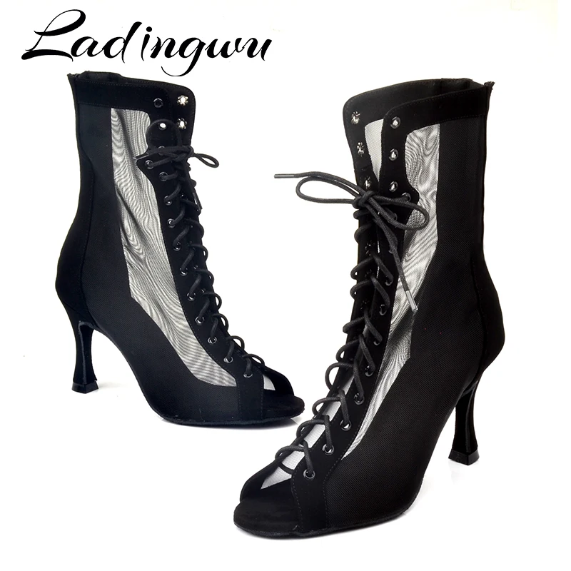 Goede Ladingwu Dansschoenen Zwart Stain Klassieke Stijl Vrouwen Latin Dans Schoenen Metalen hak 8.5cm Ballroom Dansschoenen Paty Salsa schoenen