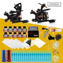 Профессиональный набор для татуировки, два станка, пистолет, 10/20 цветов, пигмент для татуировки, перманентное искусство, аксессуары для татуировки, полный набор для татуировки