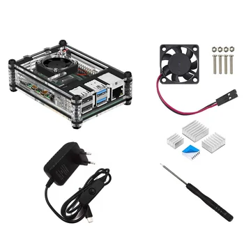 

For Raspberry Pi 4 Case 9 Layers Acrylic Box Case Shell Cover Raspberry Pi 4 Model B Case Hot Set With RPI 4 Power Adapter