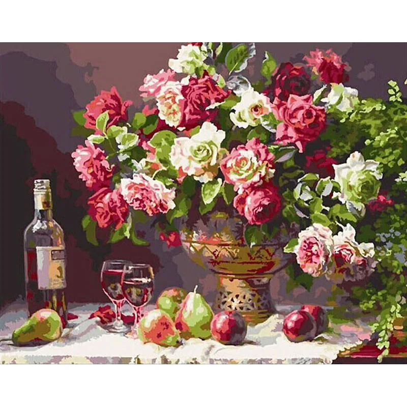 

GATYZTORY Frame Diy Painting By Numbers Flower Coloring By Numbers Handpainted Acrylic Canvas Paint Diy Arts