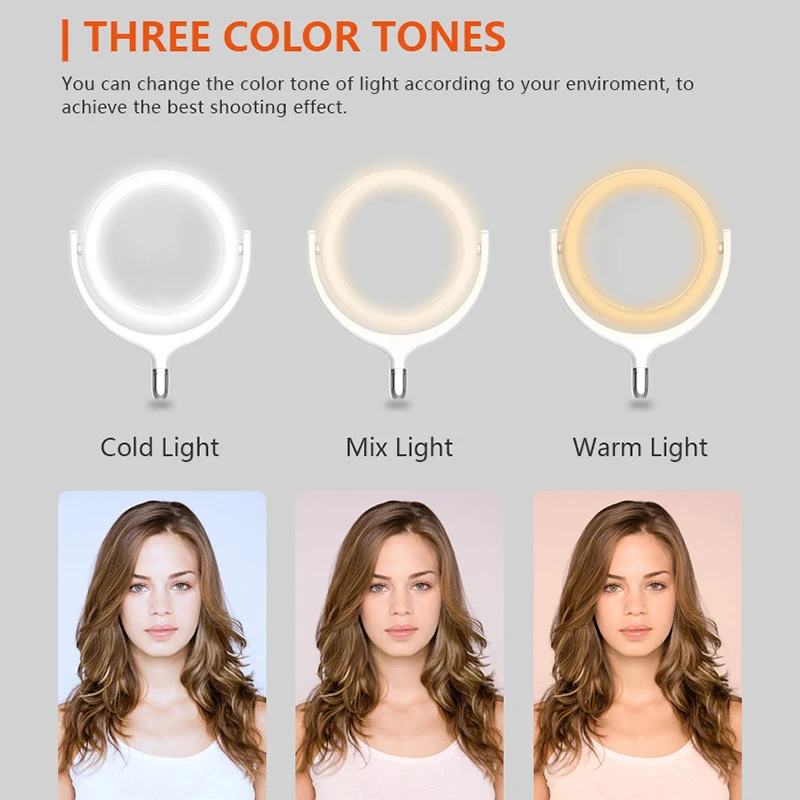 LED Selfie Ring Light 10W 6000K Studio Photography Photo Fill Light Dimmable Makeup Ring Light LED for Iphone Smartphone Makeup